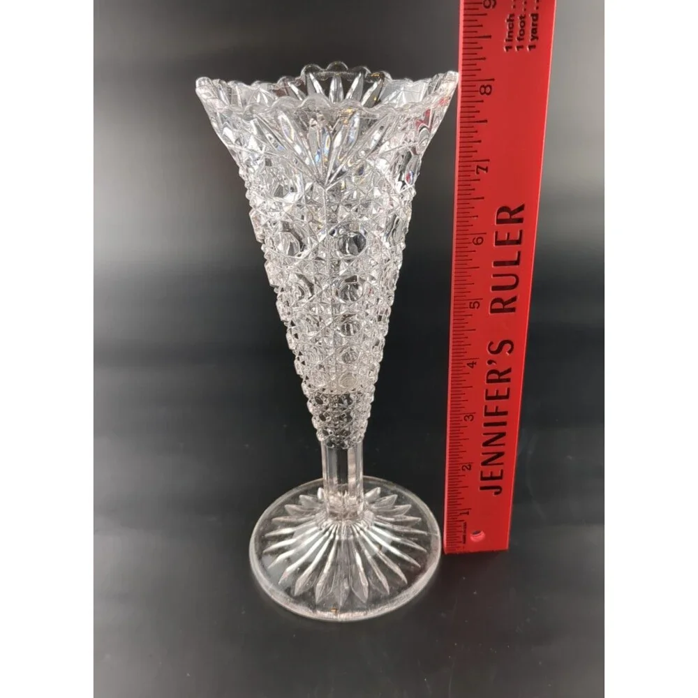 Vintage Brilliant Clear Cut Glass Bud Vase 6